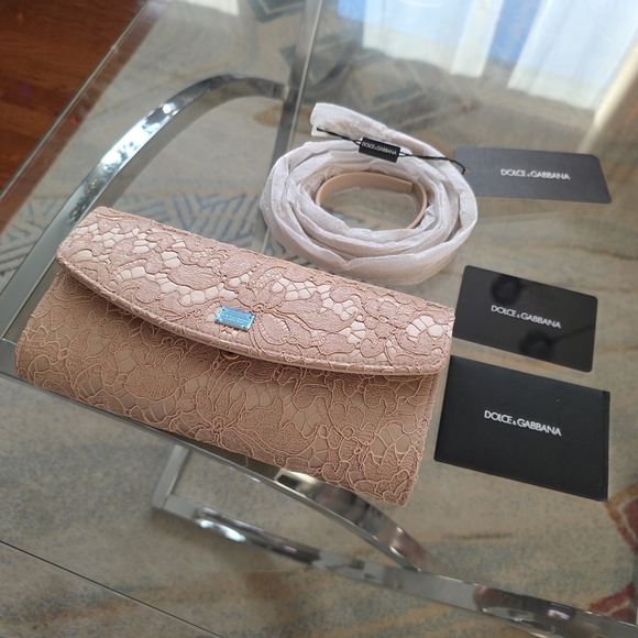 Dolce & Gabbana Handbags - Dolce & Gabbana Pink Lace Crossbody Bag